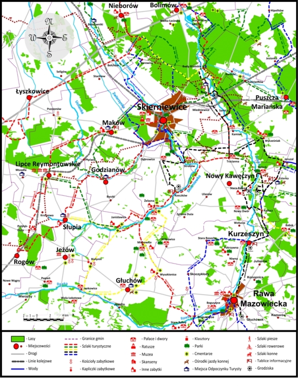 Szlak Grodzisk Piastów Mazowieckich. Mapa udostępniona przez LGD „Gniazdo”