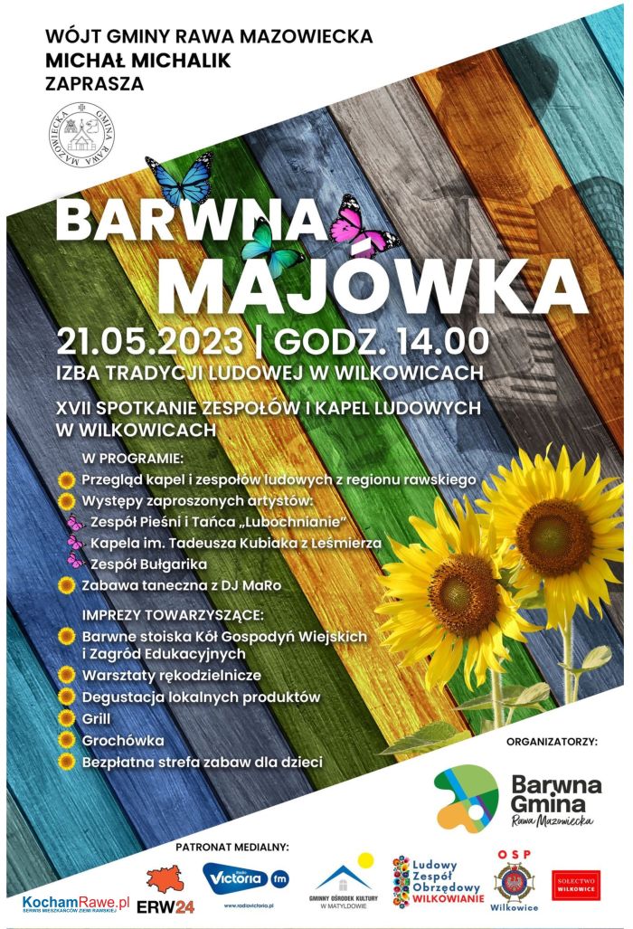 Plakat Barwna Majówka w Wilkowicach 2023
