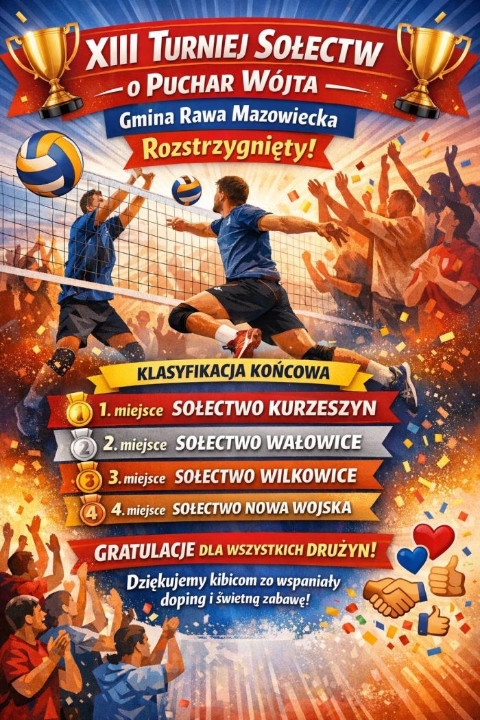 Turniej Sołectw o Puchar Wójta Gmina Rawa Mazowiecka rozstrzygnięty - plakat