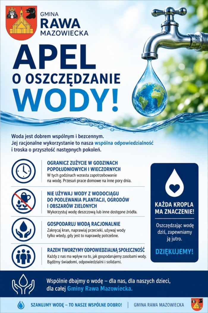 Apel o oszczędzanie wody - plakat