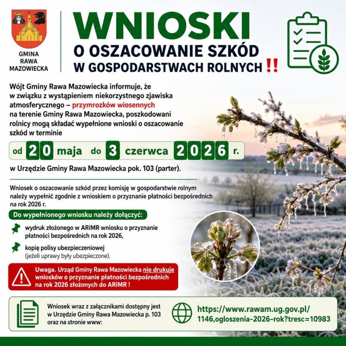 Wnioski o oszacowanie szkód - plakat informacyjny