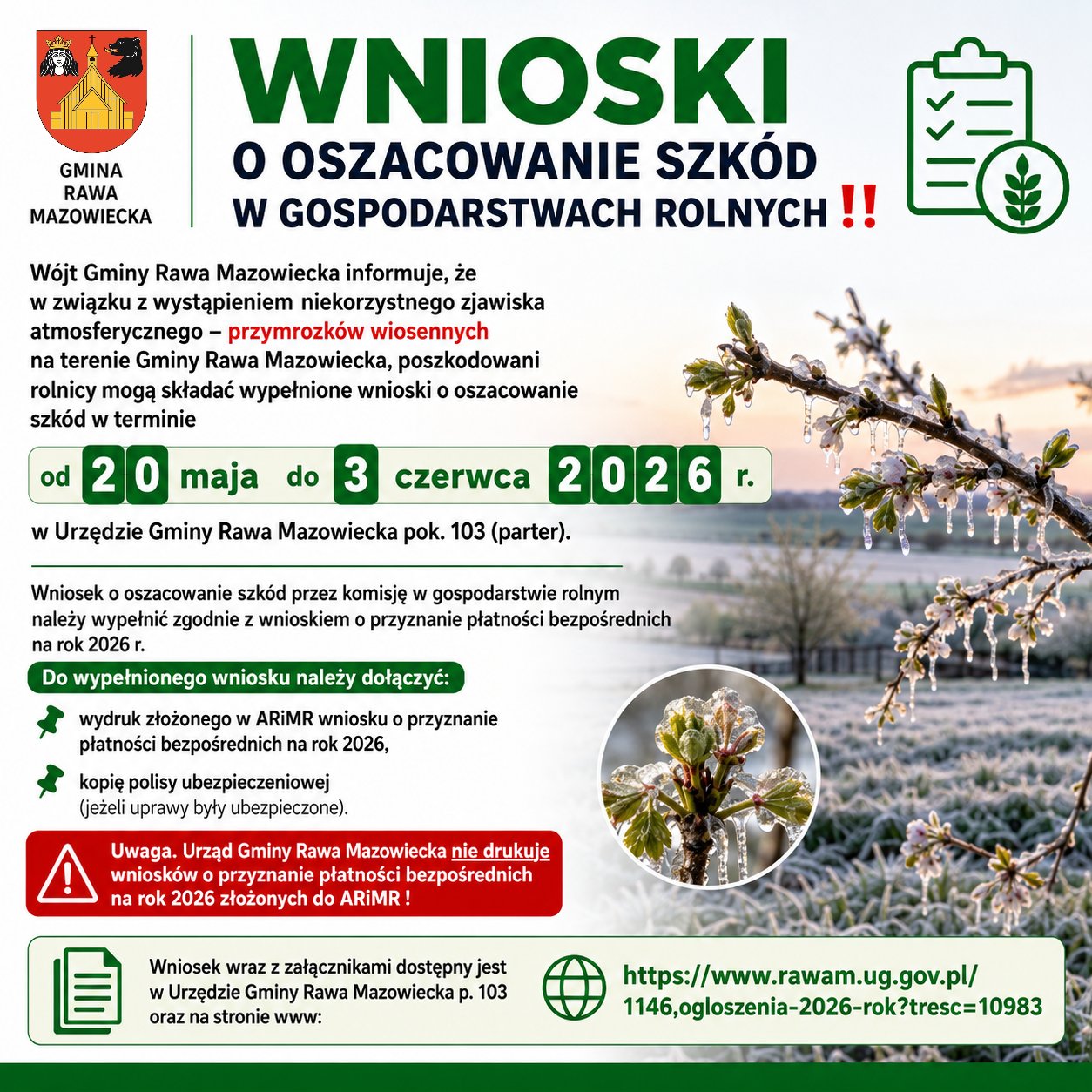 Wnioski o oszacowanie szkód w gospodarstwach rolnych